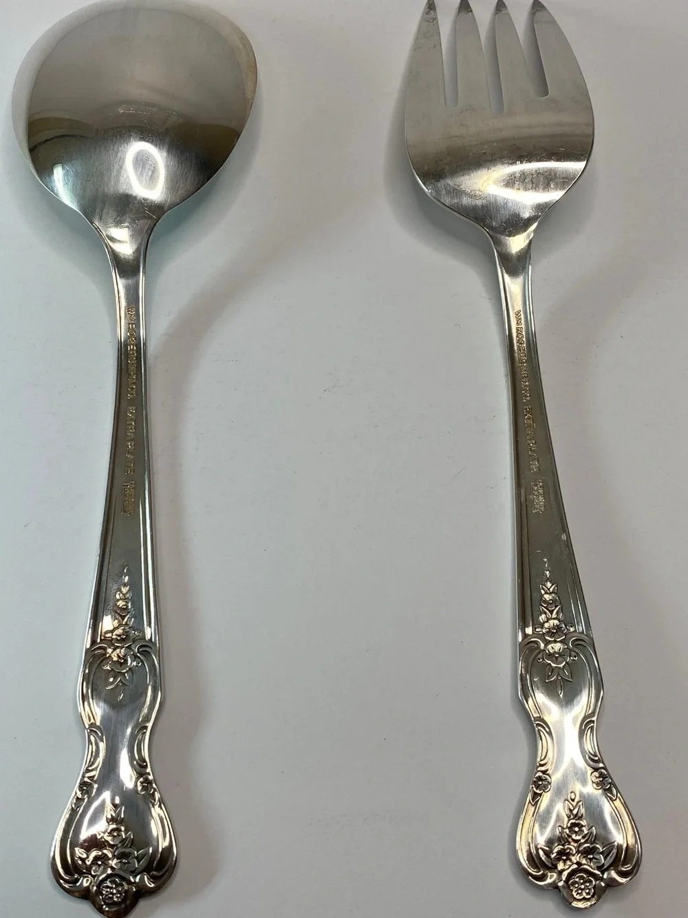 Wm Rogers Jubilee 1953 Silverplate Salad Serving Spoon Fork Set⁠